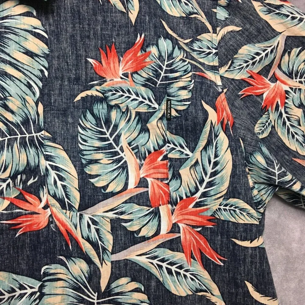 Molokai Surf Co Mens Floral Shirt size 2XL Short Sleeve Button Up Reverse‎